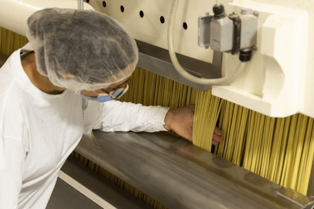 produzione di spaghetti in uno stabilimento Barilla