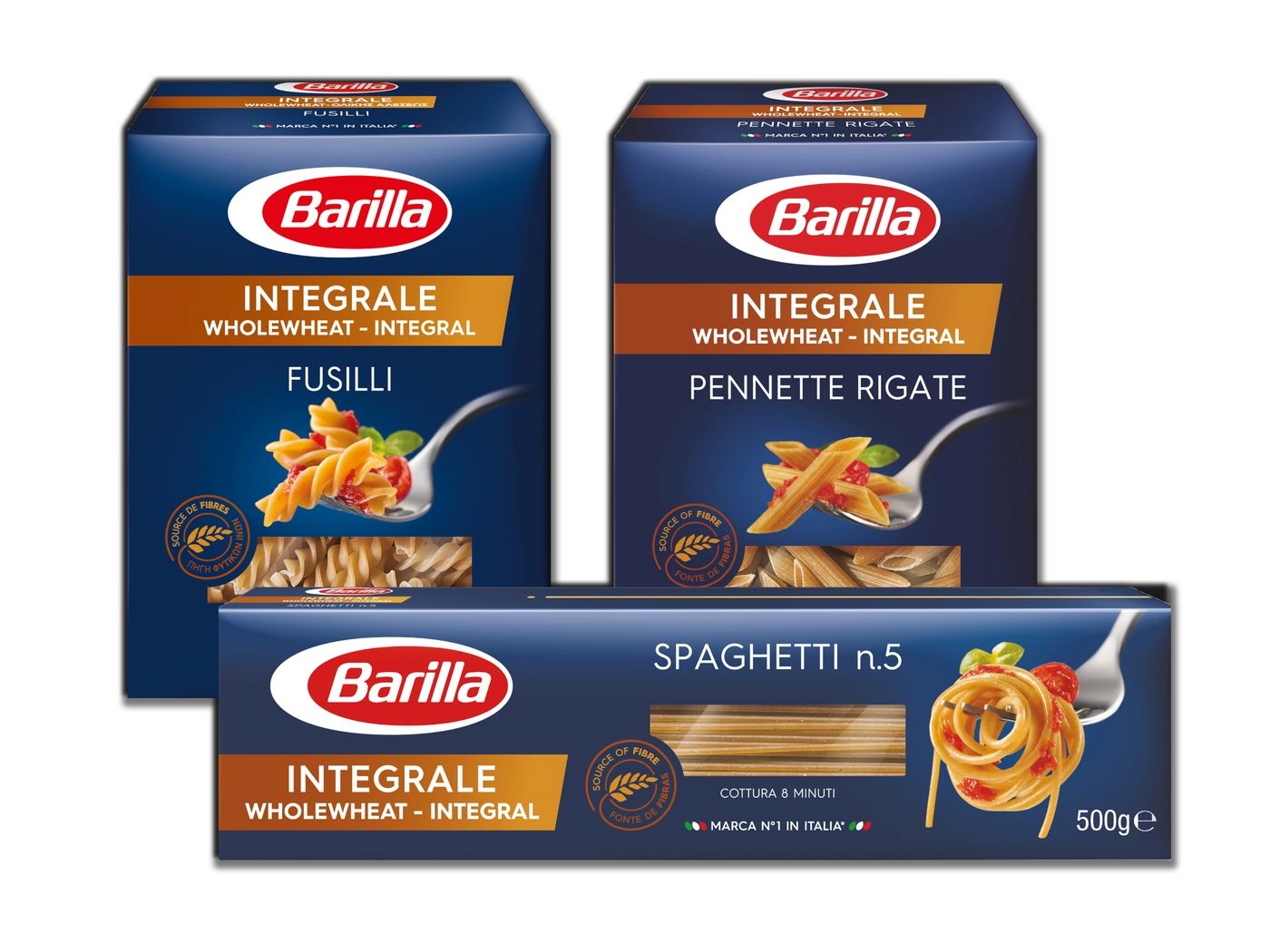 Barilla wholemeal pasta packets